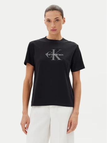 Calvin Klein t-shit in cotone nero con logo monogram frontale