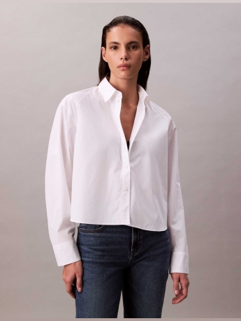Calvin Klein camicia BOXY CROPPED in cotone bianco