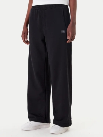 Calvin Klein pantalone joggin in cotone felpato nero con logo patch