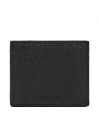 Calvin Klein portafoglio in pelle nera con doppia tasca e porta monete