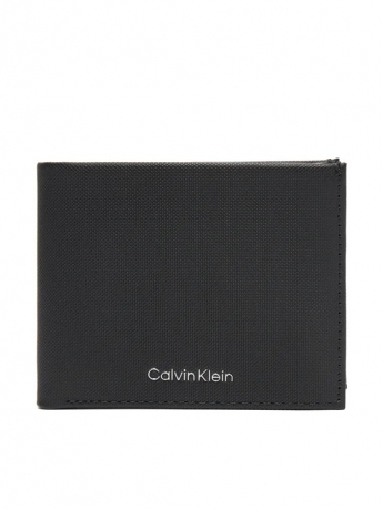 Calvin Klein portafoglio in pelle nera con doppia tasca e porta monete