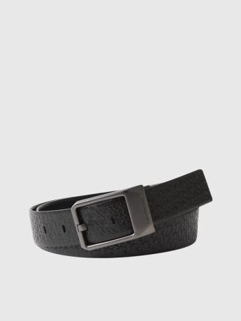 Calvin Klein Cintura in pelle NERA LOGATA ALL OVER con fibbia