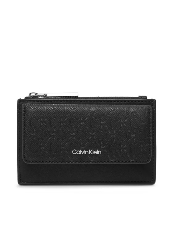Calvin Klein PORTACARTE CON PORTA MONETE IN ECOPELLE NERA LOGATA
