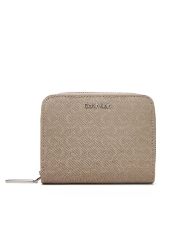 Calvin Klein PORTAFOGLIO PICCOLO ZIP AROUND IN ECOPELLE BEIGE LOGATA