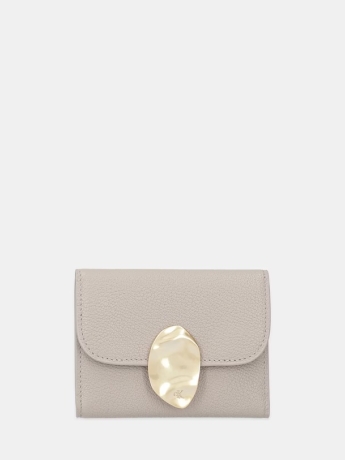 Calvin Klein PORTACARTE TRIFOLD IN PELLE BEIGE CON CHIUSURA METALLICA