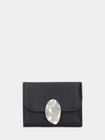 Calvin Klein PORTACARTE TRIFOLD IN PELLE NERA CON CHIUSURA METALLICA