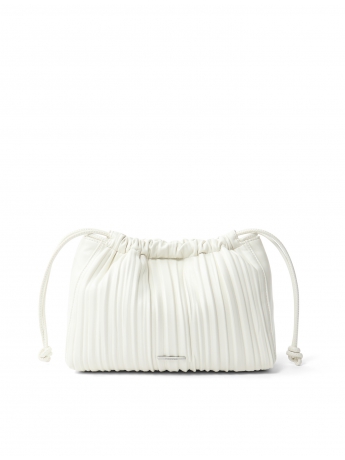 Calvin Klein Borsa Drawstring Plisse in ecopelle bianca