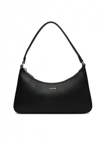 Calvin Klein borsa SHOULDER in ecopelle liscia nera con micro logo lettering