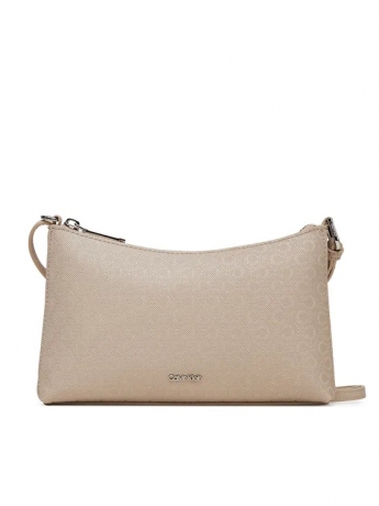 Calvin Klein borsa in ecopelle con logo all over beige