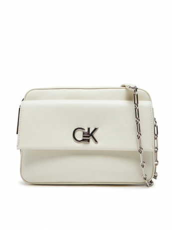 Calvin Klein borsa camera bag con tasca re-lock in ecopelle beige  chiaro