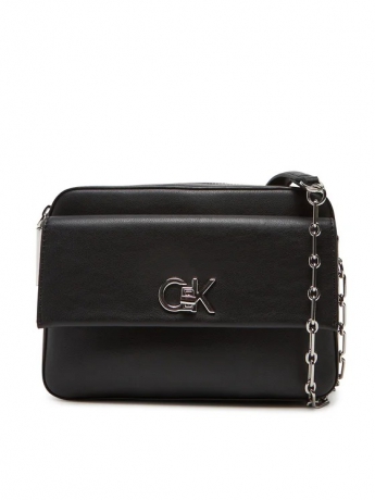 Calvin Klein borsa camera bag con tasca re-lock in ecopelle nera