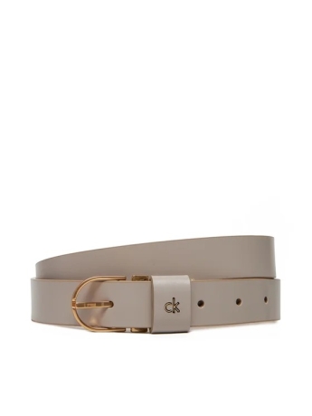 Calvin Klein cintura 25MM in pelle beige con logo metallo oro