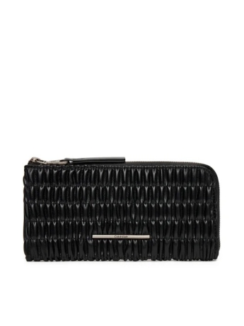 Calvin Klein Portafoglio grande da donna Ruched Long L-Zip in ecopelle Nero