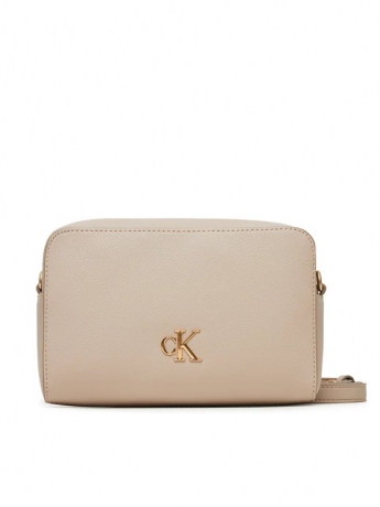 Calvin Klein BORSA  CAMERA BAG IN ECOPELLE BEIGE CON LOGO ORO