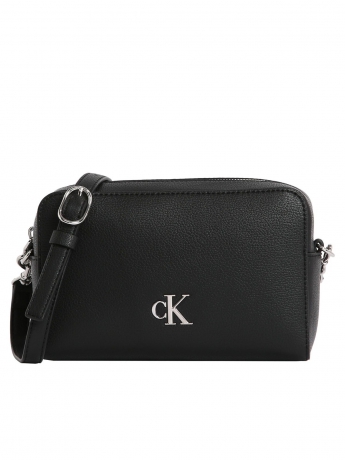 Calvin Klein BORSA  CAMERA BAG IN ECOPELLE NERA CON LOGO ORO