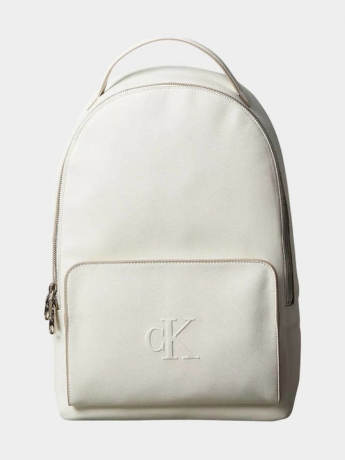 Calvin Klein Zaino Sculpted IN ECOPELLE BIANCA CON LOGO FRONTALE