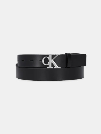 Calvin Klein cintura 30MM in pelle nera con logo monogram
