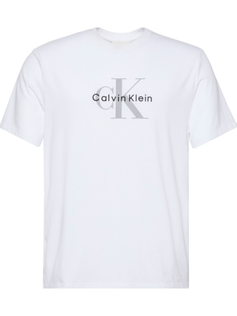 Calvin Klein tshirt bianca uomo in cotone maxi logo a contrasto