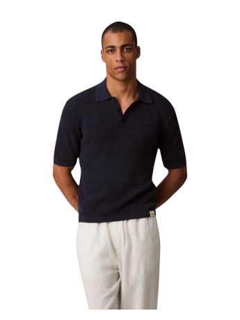 Calvin Klein POLO IN MAGLIA a nido d'ape BLU