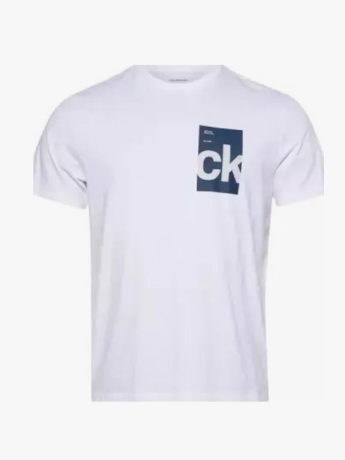 Calvin Klein tshirt bianca uomo in cotone stampa logo sul petto