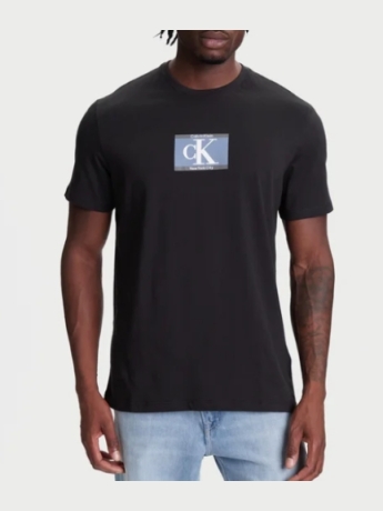 Calvin Klein tshirt nera uomo in cotone stampa logo sul davanti