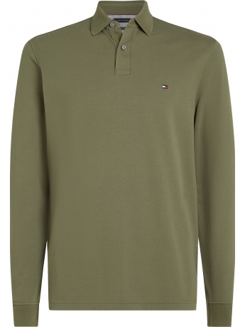 Tommy Hilfiger polo manica lunga REGULAR  in piquet di cotone verde oliva