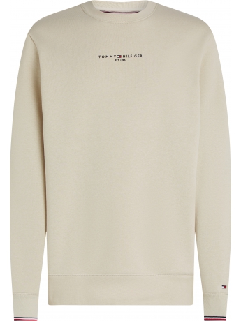 Tommy Hilfiger FELPA GIROCOLLO IN COTONE BEIGE CON MICRO LOGO