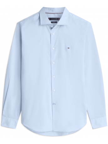 Tommy Hilfiger camicia collo francese in popeline di cotone flex celeste chiaro