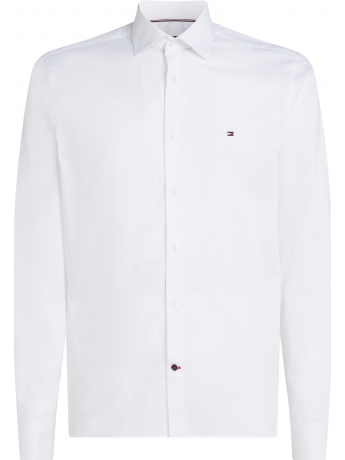 Tommy Hilfiger camicia collo francese in popeline di cotone flex bianco