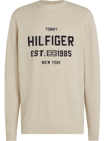 Tommy Hilfiger FELPA IN COTONE BEIGE CON MACRO LETTERING LOGO
