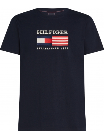 Tommy Hilfiger T-SHIRT IN COTONE BLU CON STAMPA AMERICANA