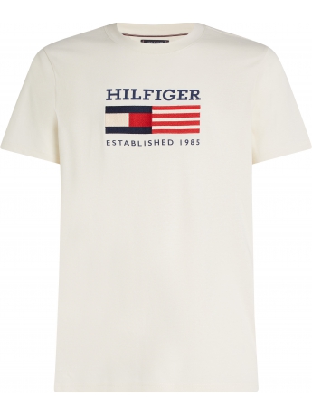 Tommy Hilfiger T-SHIRT IN COTONE PANNA CON STAMPA AMERICANA
