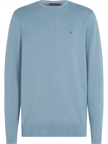 Tommy Hilfiger MAGLIA IN COTONE CELESTE  CON LOGO