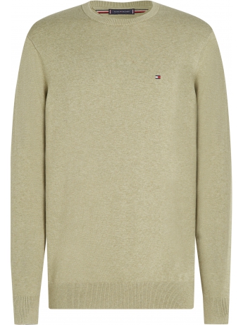 Tommy Hilfiger MAGLIA IN COTONE BEIGE SCURO CON LOGO