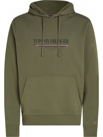 Tommy Hilfiger FELPA CON CAPPUCCIO IN COTONE VERDE MILITARE BRAND LOVE HILFIGER