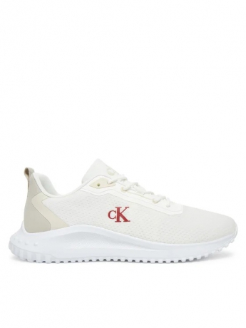 Calvin Klein Sneakers Eva Runner IN TESSUTO ED ECOPELLE  BIANCO CON LOGO IN CONTRASTO