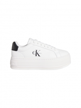 Calvin Klein Sneakers Bold Flatf IN PELLE BIANCA CON LOGO E DETTAGLIO NERO
