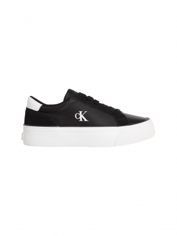 Calvin Klein Sneakers Flatform Mg IN PELLE NERA CON LOGO IN CONTRASTO