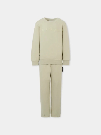 John Richmond TUTA KIDS JUNIOR IN COTONE GRIGIO CON STAMPA LOGO FRONTALE