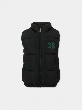 John Richmond GIUBBOTTO SMANICATO KIDS JUNIOR  BAGAM  NERO LOGO SUL PETTO