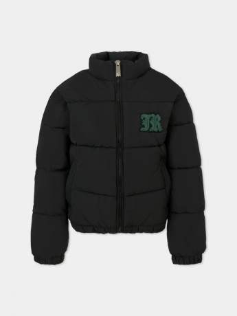 John Richmond GIUBBOTTO KIDS JUNIOR BAPLE NERO CON LOGO SUL PETTO