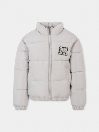 John Richmond GIUBBOTTO KIDS JUNIOR BAPLE grigio chiaro CON LOGO SUL PETTO
