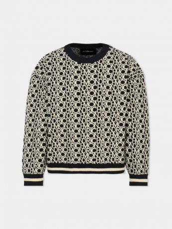 John Richmond felpa kids junior GUILLO logo all over nero beige