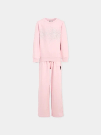 John Richmond TUTA KIDS/JUNIOR  ORANA IN COTONE ROSA CON STASS E LOGO