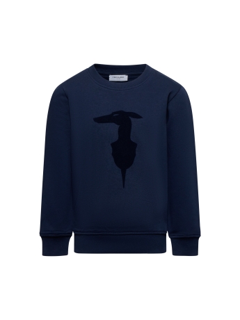 Trussardi FELPA KIDS/JUNIOR ANDUM IN COTONE BLU CON STAMPA LOGO FRONTALE