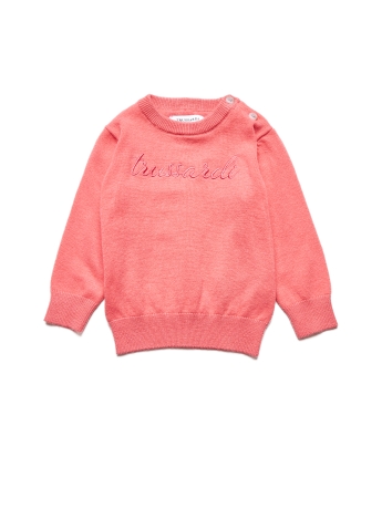 Trussardi MAGLIA INFANT OLIKISO IN MISTO LANA CASHMERE ROSA CON LOGO FIRMA RICAMATO