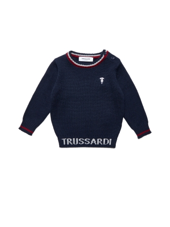 Trussardi MAGLIA  INFANT ARMARIX IN COTONE BLU CON BORDINI IN CONTRASTO