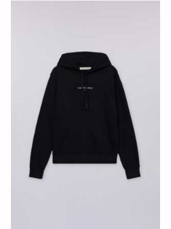 Trussardi Felpa con cappuccio in jersey diagonale nero con logo frontale