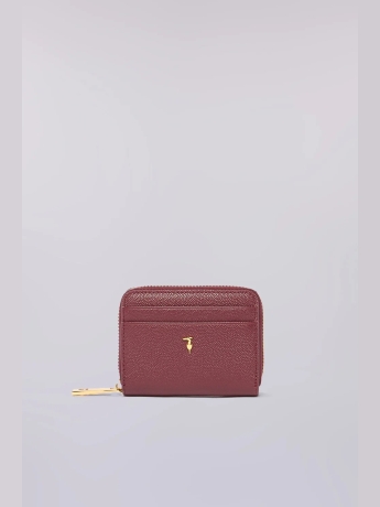 Trussardi Portafoglio Cameo zip around medio in pelle bordeaux