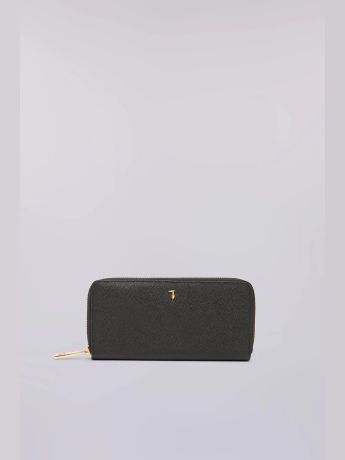Trussardi Portafoglio zip around Cameo in pelle nera